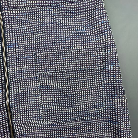 Halogen Skirt Navy White Tweed Zip Front Pockets Textured Lined 10 Career - Picture 5 of 7